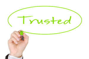 The word trusted written on a clear background.