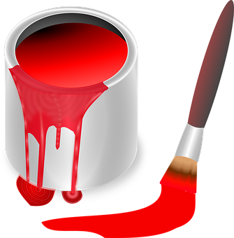 A red paint can and paint brush graphic.